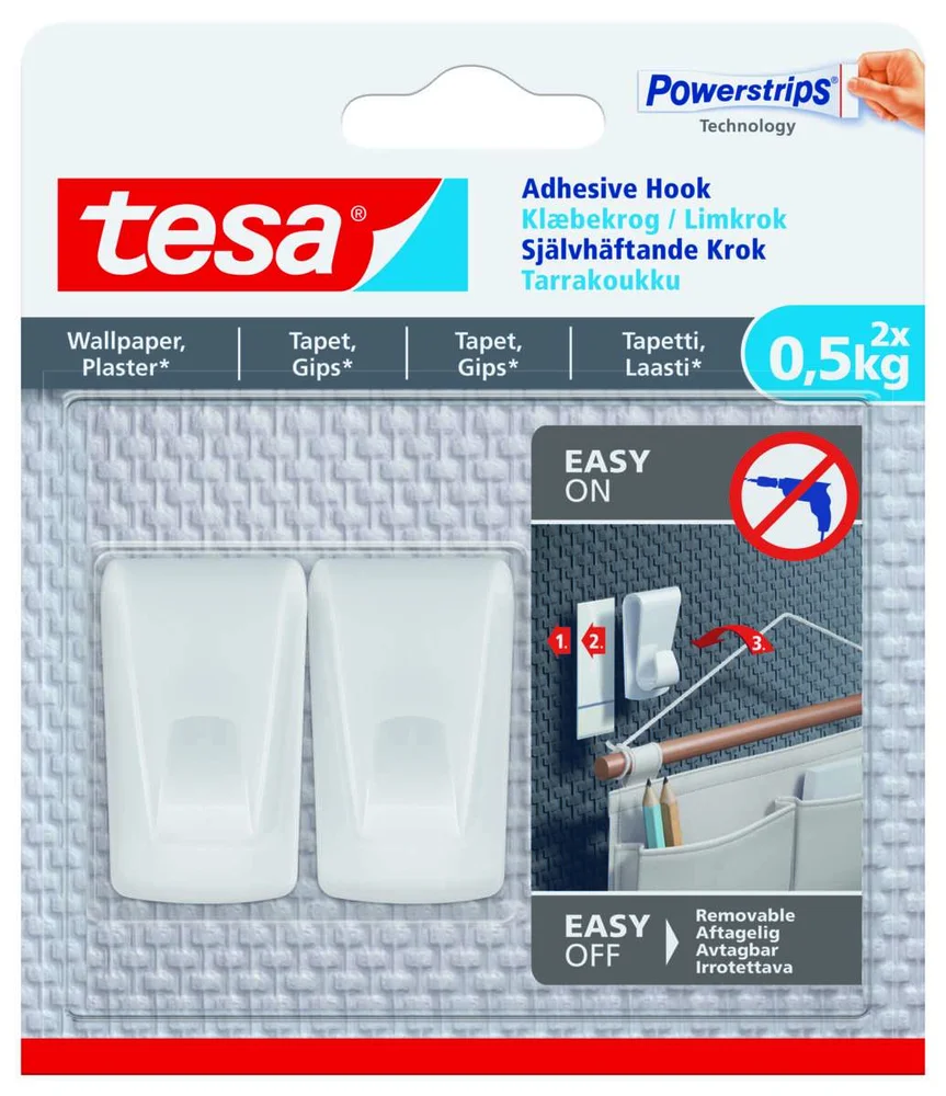 tesa® Powerstrips tapet og gips limkrok 2-pk v:5256141