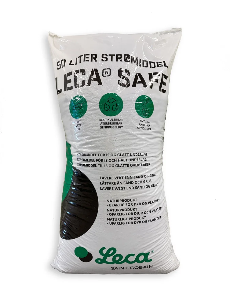 Leca Safe vinterstrø 50 liter – strømiddel for glatte uteflater v:6637062