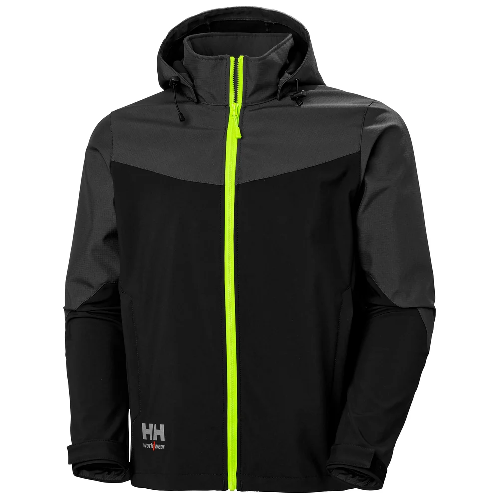 Helly Hansen Workwear Softshelljakke Oxford med hette, svart/mørkegrå v:6250612 Helly Hansen Workwear Softshelljakke Oxford med hette, svart/mørkegrå v:6250612