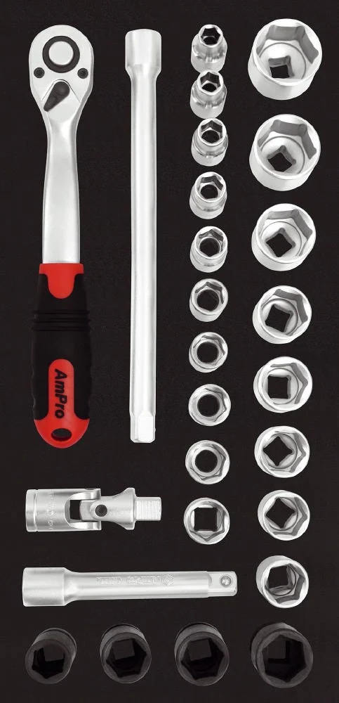 AMPRO PIPENØKKELSETT 1/2" 26 DELER E v:2569953 AMPRO PIPENØKKELSETT 1/2" 26 DELER E v:2569953