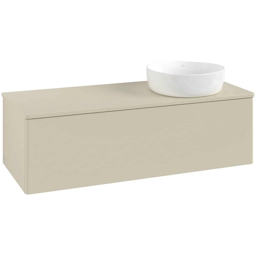 V&B ANTAO SERVANTSKAP 1 SKUFF GLATT 1200X360X500 HØYRE M/KRANHULL SILKEGRÅ v:6288005