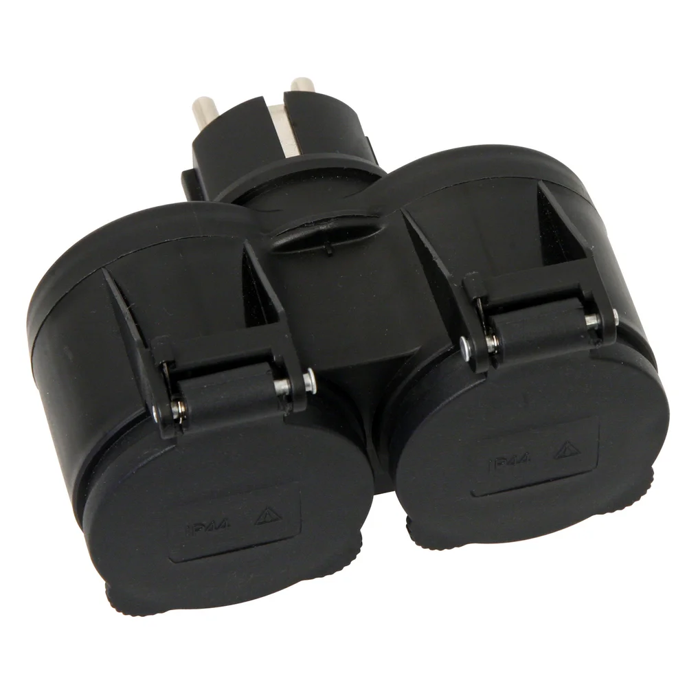 DOBBELSTØPSEL IP44 SORT M/JORD 16A v:4978447 DOBBELSTØPSEL IP44 SORT M/JORD 16A v:4978447