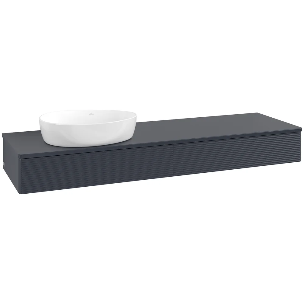 V&B ANTAO SERVANTSKAP 2 SKUFFER RILLET 1600X190X500 VENSTRE U/KRANHULL BLÅ v:7996320