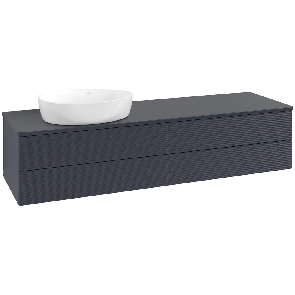 V&B ANTAO SERVANTSKAP 4 SKUFFER RILLET 1600X360X500 VENSTRE U/KRANHULL BLÅ v:8385852