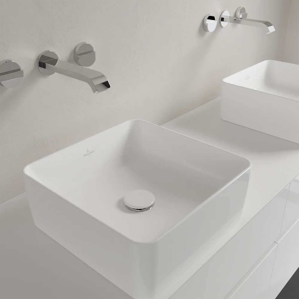 V&B COLLARO SERVANT 38X38, TITANCERAM HVIT ALPIN U/ARMATURHULL OG OVERLØP v:3566905