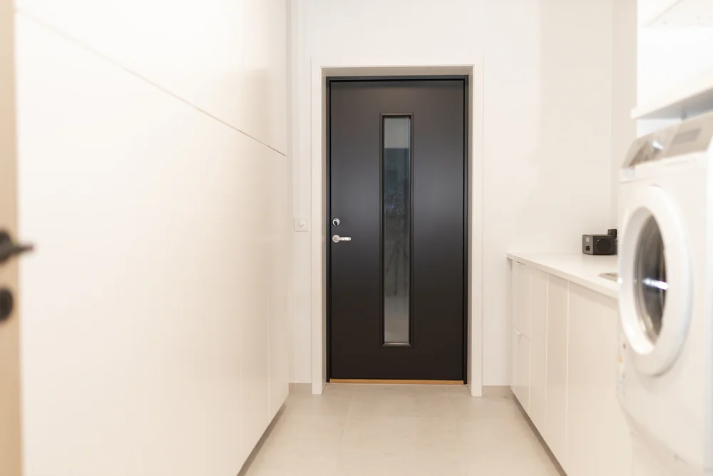 Ytterdør 90x210 Volda med glass mørk grå høyre v:4503095