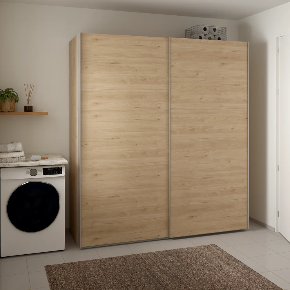 LIND NEST SKYVEDØRSGARDEROBE 200X220X67CM EIK v:1988606