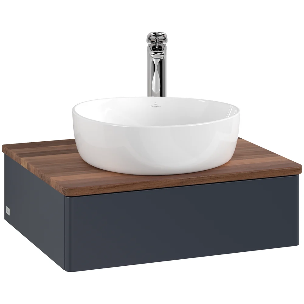 V&B ANTAO SERVANTSKAP 1 SKUFF GLATT 600X190X500 M/KRANHULL BLÅ/VALNØTT v:6787425