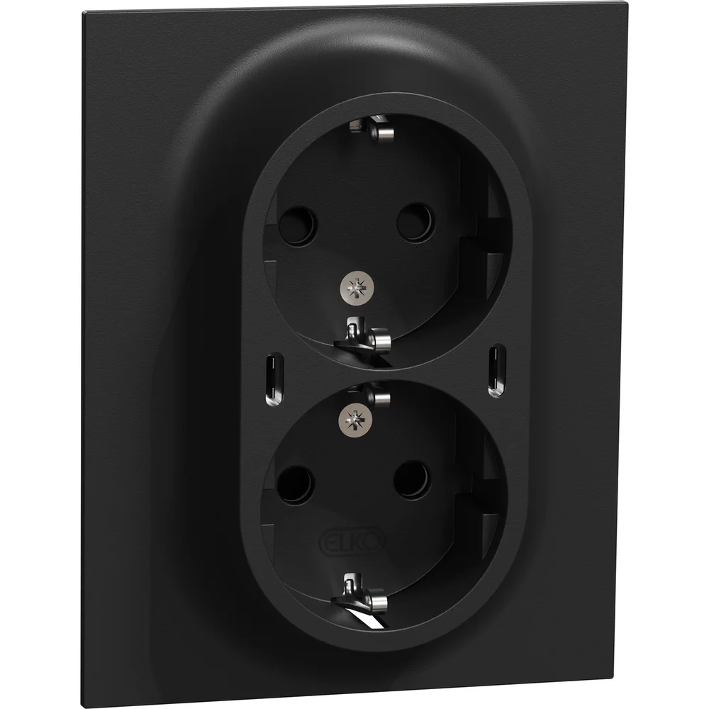 ELKO ONE DOBBELSTIKK 2X USB C PD LADER SORT v:4882682