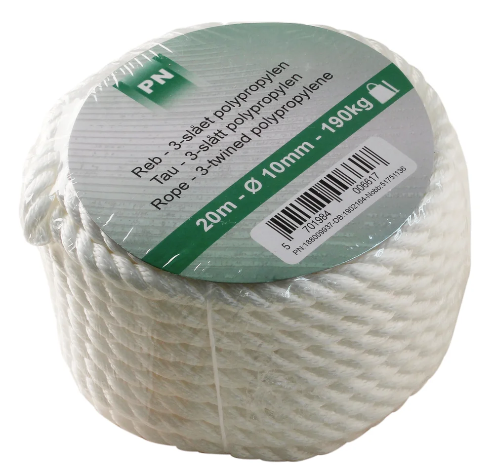 Tau 3-slått ø 10×20 m polypropylen v:8911355 Tau 3-slått ø 10×20 m polypropylen v:8911355