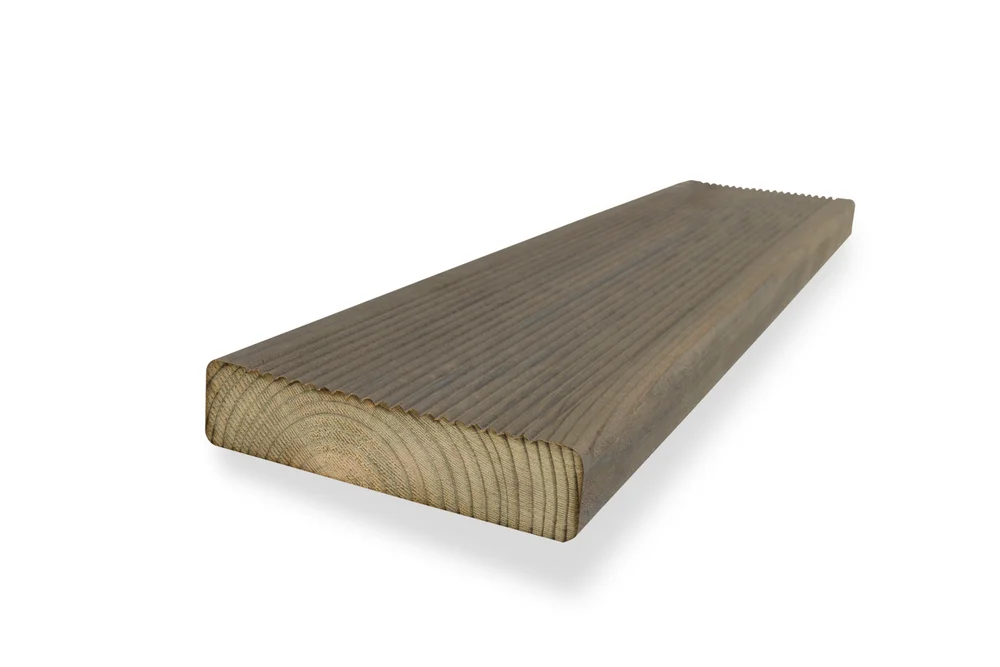 Terrassebord Rillet Duo 28x120x5400 Royalimpregnert Fjellgrå – Alvdal Royal v:7287555