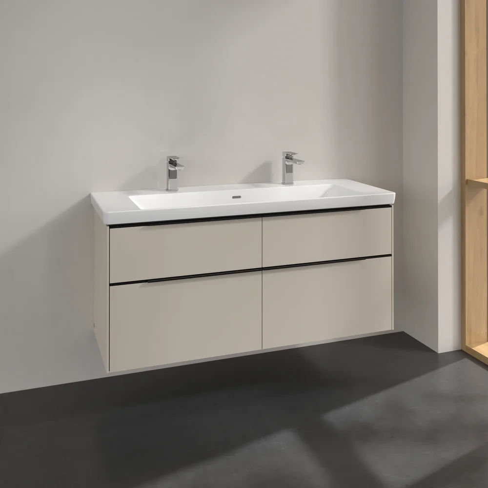 V&B SUBWAY 3.0 SERVANTSKAP 127X57 CASHMERE GREY HÅNDTAK I VOLCANO BLACK v:2477368